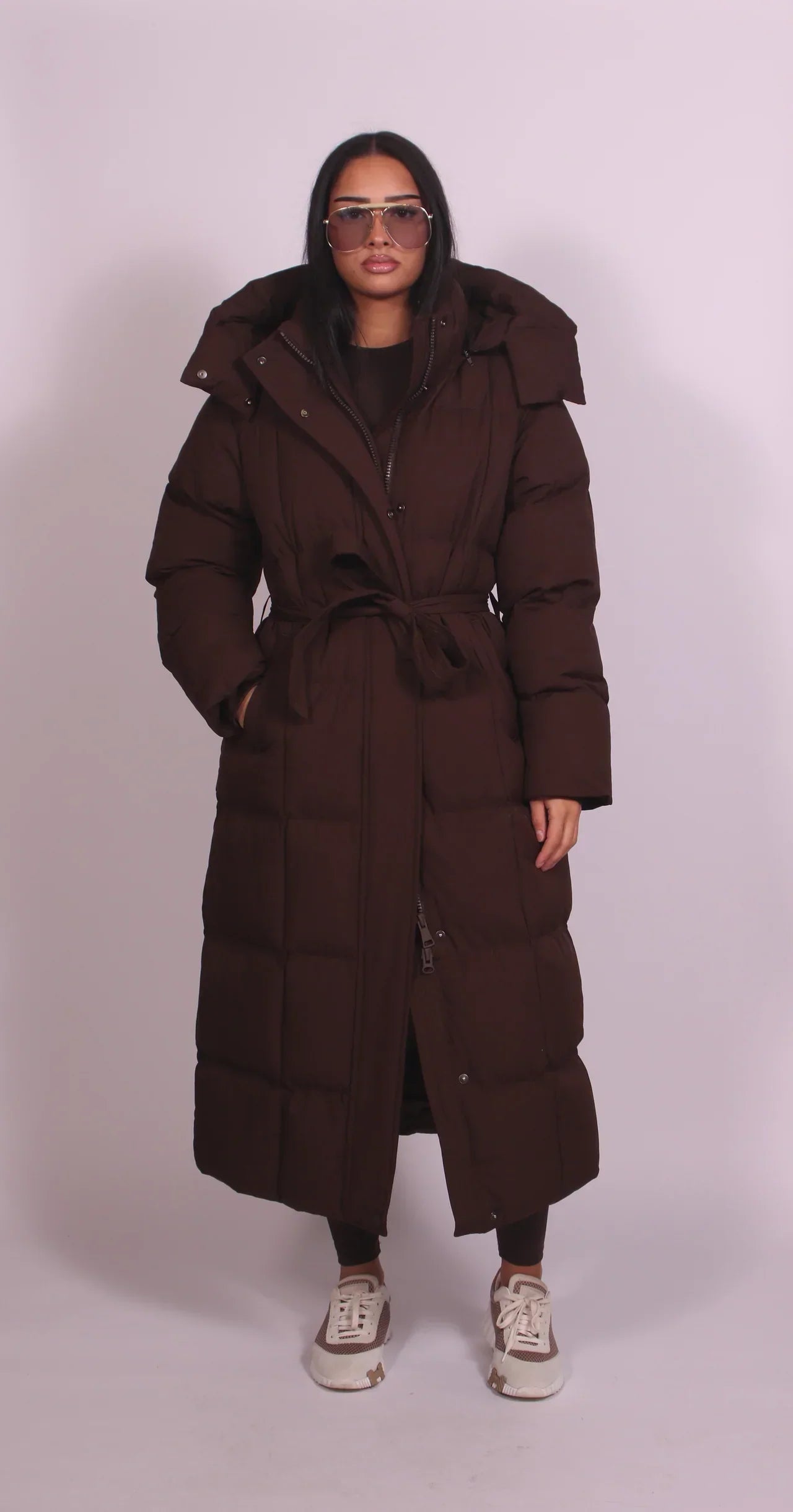 Carly - Long Belted Puffer Coat