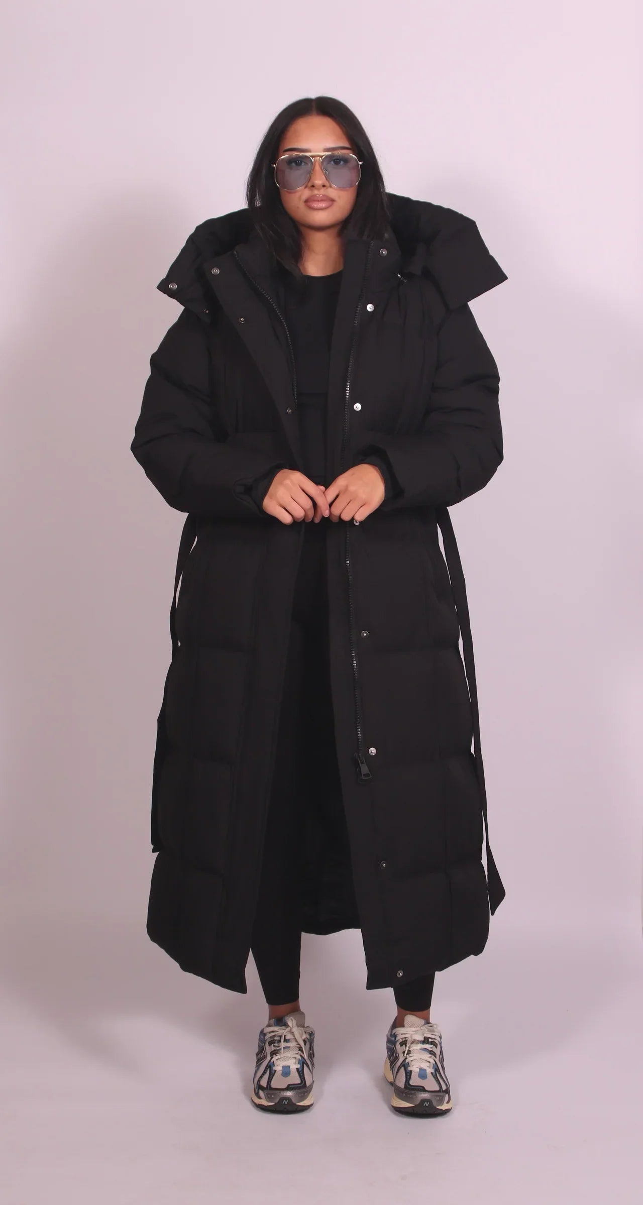 Carly - Long Belted Puffer Coat