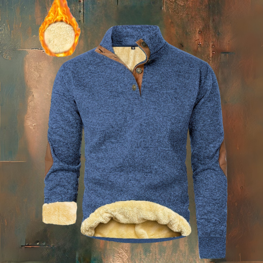 Ruben I Warm Fleece Hoodie with Button Closure