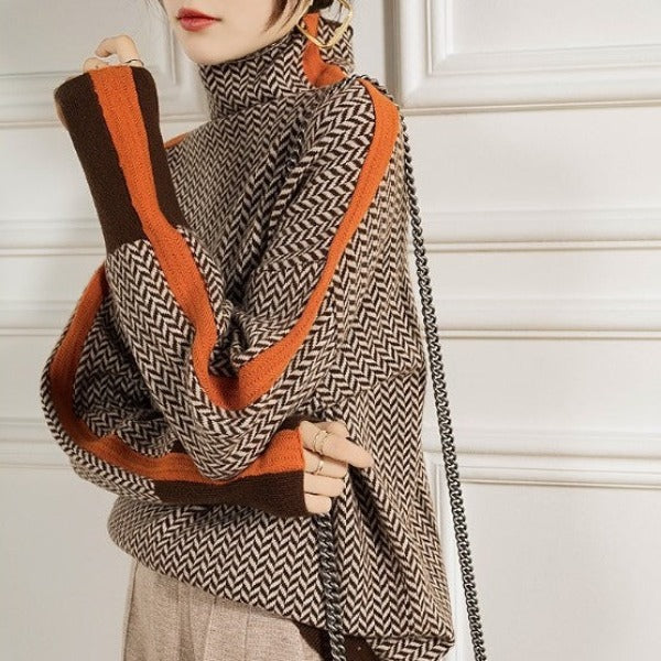 Ciara | Turtleneck sweater with contrasting stripes