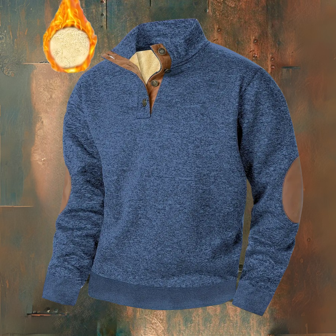 Ruben I Warm Fleece Hoodie with Button Closure