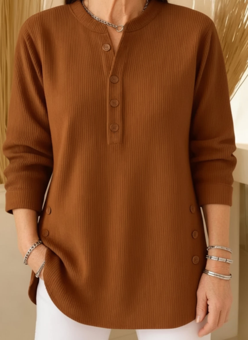 Elise™ – Plain Long-Sleeved Knit Sweater