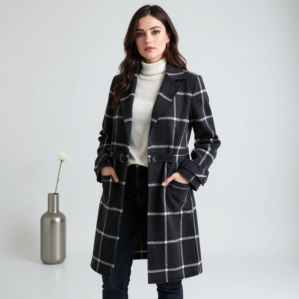 Vanessa | Elegant Checked Wool Coat