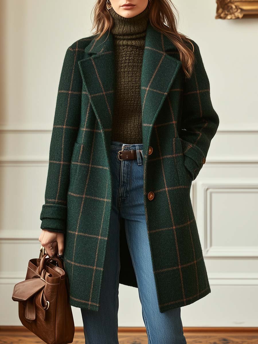 Vanessa | Elegant Checked Wool Coat