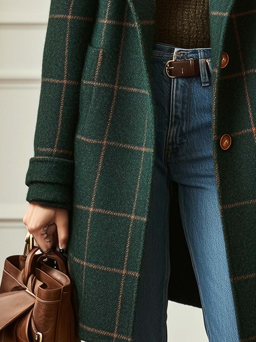 Vanessa | Elegant Checked Wool Coat