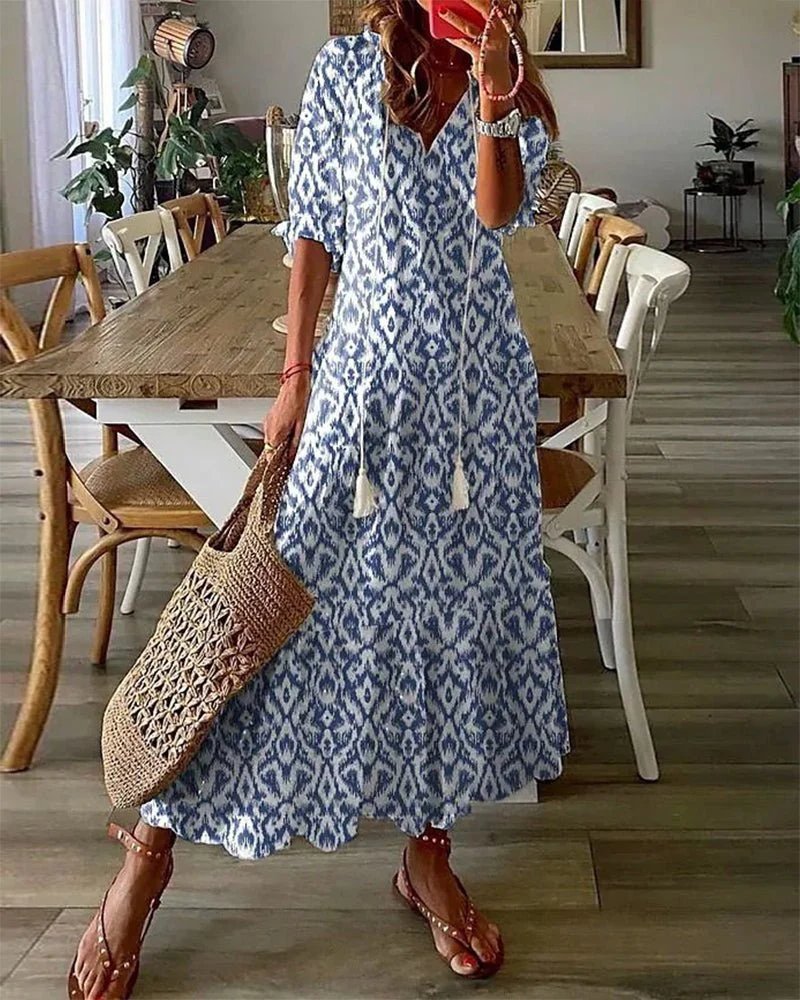 Leah – Flowing V-Neck Lightweight Maxi Dress