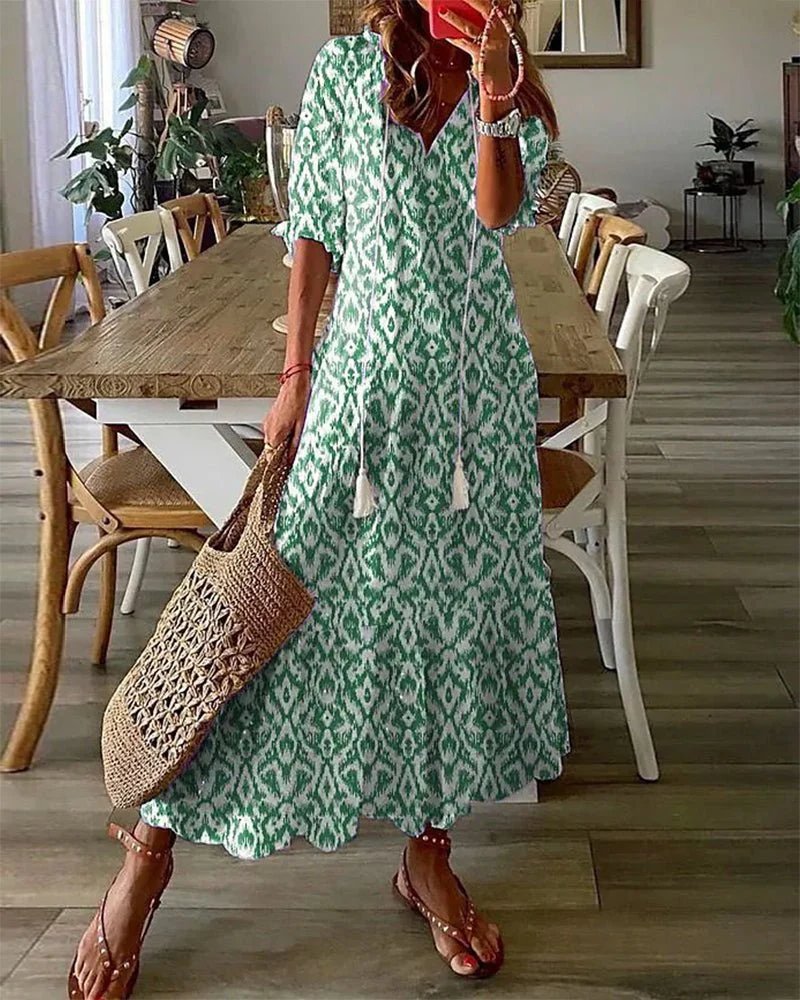 Leah – Flowing V-Neck Lightweight Maxi Dress