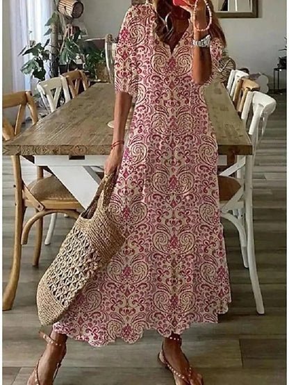 Leah – Flowing V-Neck Lightweight Maxi Dress