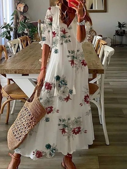 Leah – Flowing V-Neck Lightweight Maxi Dress
